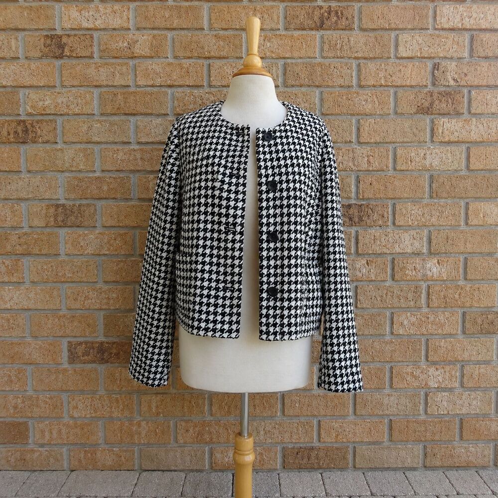 Banana Republic Black White Houndstooth Jacket - Size 12